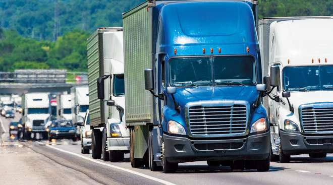 Trucks on the highway