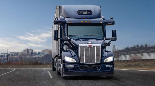 An Aurora Driver-powered Peterbilt truck 